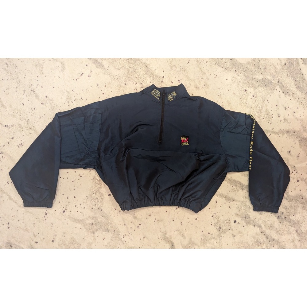 VTG 90s Surf Style Windbreaker Jacket Sz L Iridescent‎ Neon USA Made Sci Fi